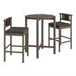 Eleni 3-Piece Outdoor Teak Wood Bar Set in Weathered Gray Flint