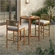 Eleni 3-Piece Outdoor Teak Wood Bar Set in Natural Sail