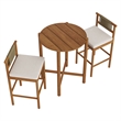 Eleni 3-Piece Outdoor Teak Wood Bar Set in Natural Sail
