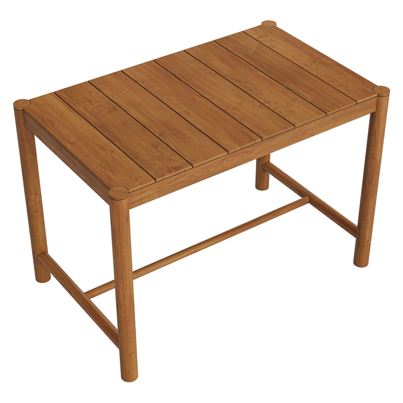 Eleni Rectangle 56-Inch Outdoor Teak Wood Rectangular Bar Table in Natural