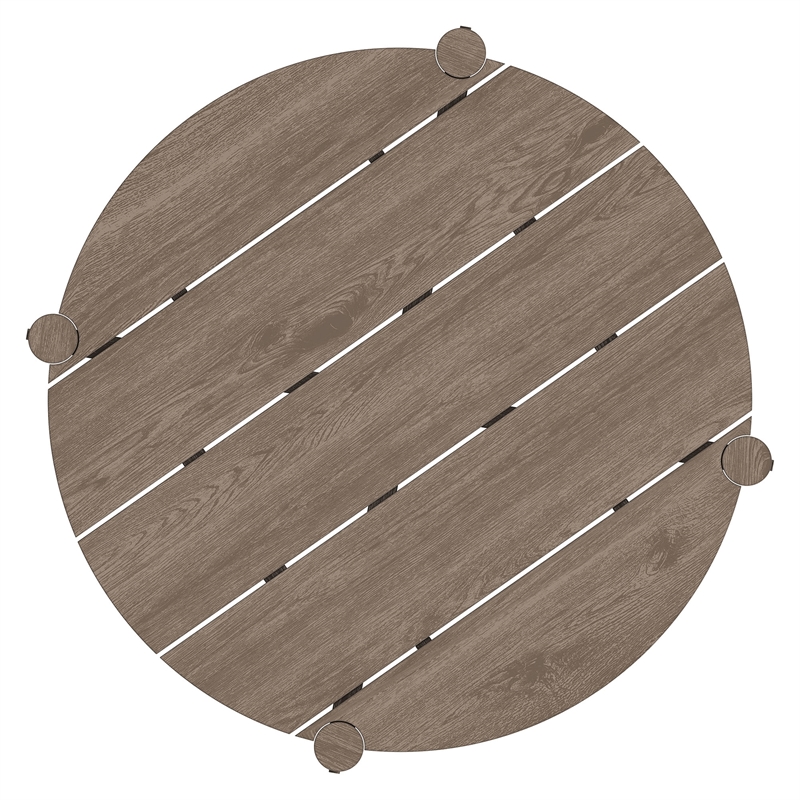 Eleni Round 35 Inch Outdoor Teak Wood Round Bar Table in Weathered Gray Teak