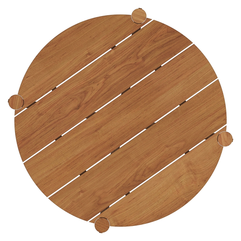 Eleni Round 35 Inch Outdoor Teak Wood Round Bar Table in Natural