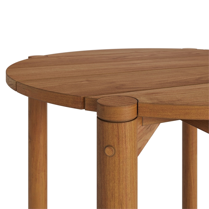 Eleni Round 35 Inch Outdoor Teak Wood Round Bar Table in Natural