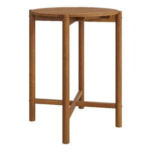 Eleni Round 35 Inch Outdoor Teak Wood Round Bar Table in Natural