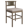 Eleni Outdoor Teak Wood Counter Stools Set of 2 in Weathered Gray Pebble