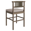 Eleni Outdoor Teak Wood Counter Stools Set of 2 in Weathered Gray Pebble