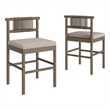 Eleni Outdoor Teak Wood Counter Stools Set of 2 in Weathered Gray Pebble