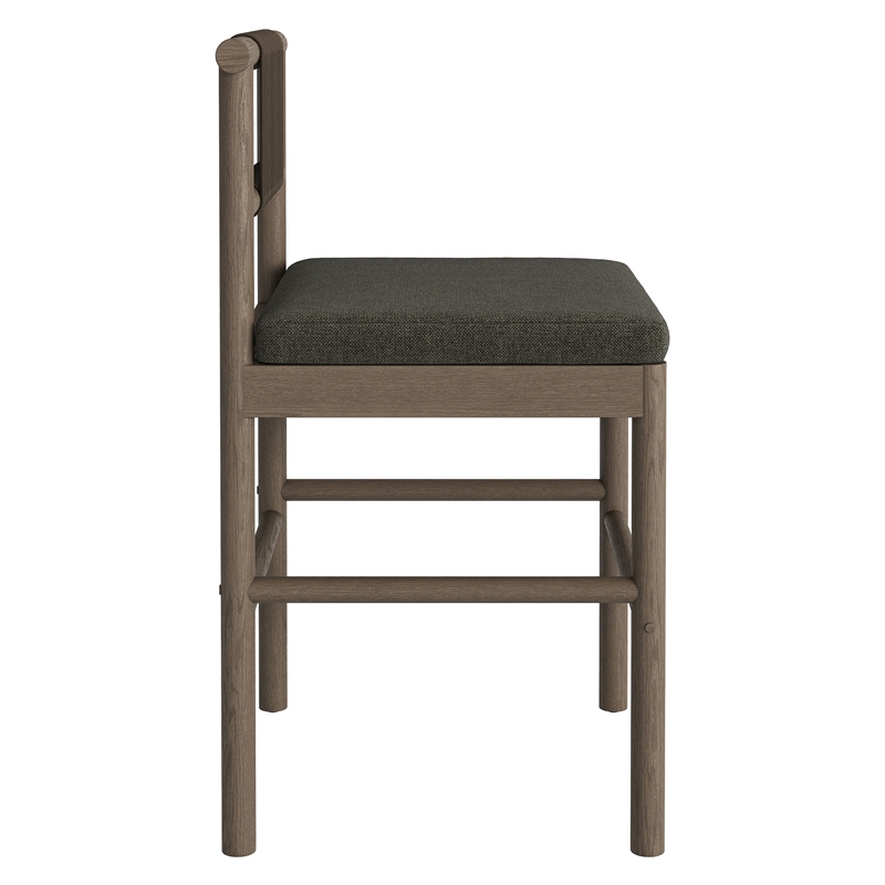 Eleni Outdoor Teak Wood Counter Stools Set of 2 in Weathered Gray Flint