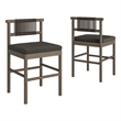 Eleni Outdoor Teak Wood Counter Stools Set of 2 in Weathered Gray Flint