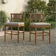 Eleni Outdoor Teak Wood Counter Stools Set of 2 in Natural Sail