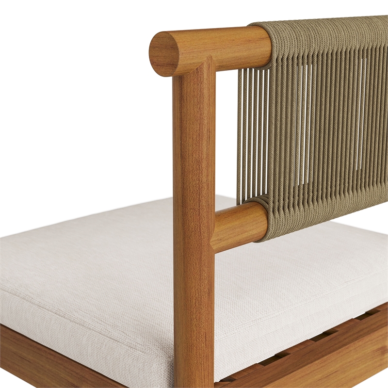 Eleni Outdoor Teak Wood Counter Stools Set of 2 in Natural Sail