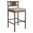 Eleni Outdoor Teak Wood Bar Stools Set of 2 in Weathered Gray Pebble