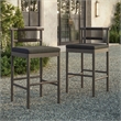 Eleni Outdoor Teak Wood Bar Stools Set of 2 in Weathered Gray Flint