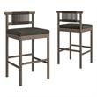 Eleni Outdoor Teak Wood Bar Stools Set of 2 in Weathered Gray Flint