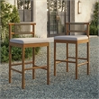 Eleni Outdoor Teak Wood Bar Stools Set of 2 in Natural Sail