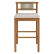Eleni Outdoor Teak Wood Bar Stools Set of 2 in Natural Sail