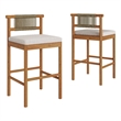 Eleni Outdoor Teak Wood Bar Stools Set of 2 in Natural Sail