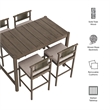 Eleni 5-Piece Outdoor Teak Wood Bar Set in Weathered Gray Pebble