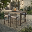 Eleni 5-Piece Outdoor Teak Wood Bar Set in Weathered Gray Pebble
