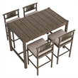 Eleni 5-Piece Outdoor Teak Wood Bar Set in Weathered Gray Pebble