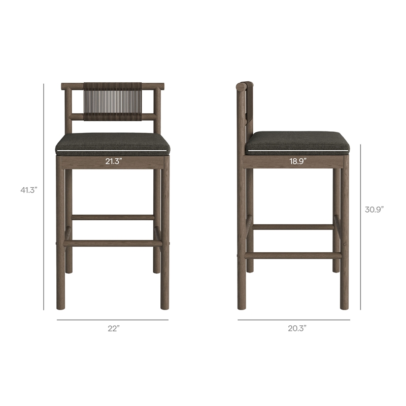 Eleni 5-Piece Outdoor Teak Wood Bar Set in Weathered Gray Flint