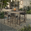 Eleni 5-Piece Outdoor Teak Wood Bar Set in Weathered Gray Flint