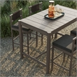 Eleni 5-Piece Outdoor Teak Wood Bar Set in Weathered Gray Flint