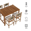 Eleni 5-Piece Outdoor Teak Wood Bar Set in Natural Sail