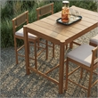 Eleni 5-Piece Outdoor Teak Wood Bar Set in Natural Sail