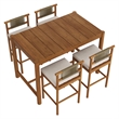 Eleni 5-Piece Outdoor Teak Wood Bar Set in Natural Sail