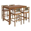 Eleni 5-Piece Outdoor Teak Wood Bar Set in Natural Sail