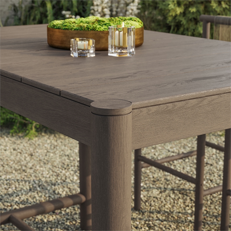 Eleni Rectangle 56-Inch Outdoor Teak Wood Bar Table in Weathered Gray Teak
