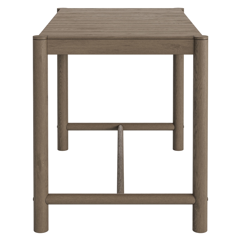 Eleni Rectangle 56-Inch Outdoor Teak Wood Bar Table in Weathered Gray Teak