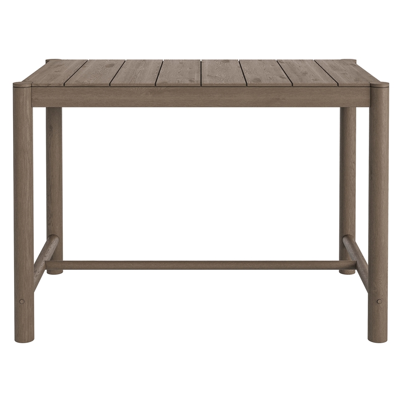 Eleni Rectangle 56-Inch Outdoor Teak Wood Bar Table in Weathered Gray Teak
