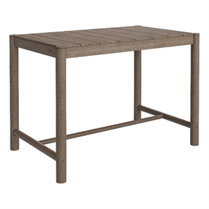 Eleni Rectangle 56-Inch Outdoor Teak Wood Bar Table in Weathered Gray Teak