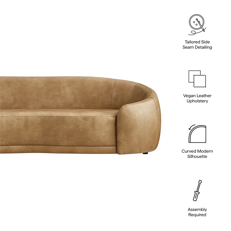 Contessa Curved Vegan Leather Sofa in Toast