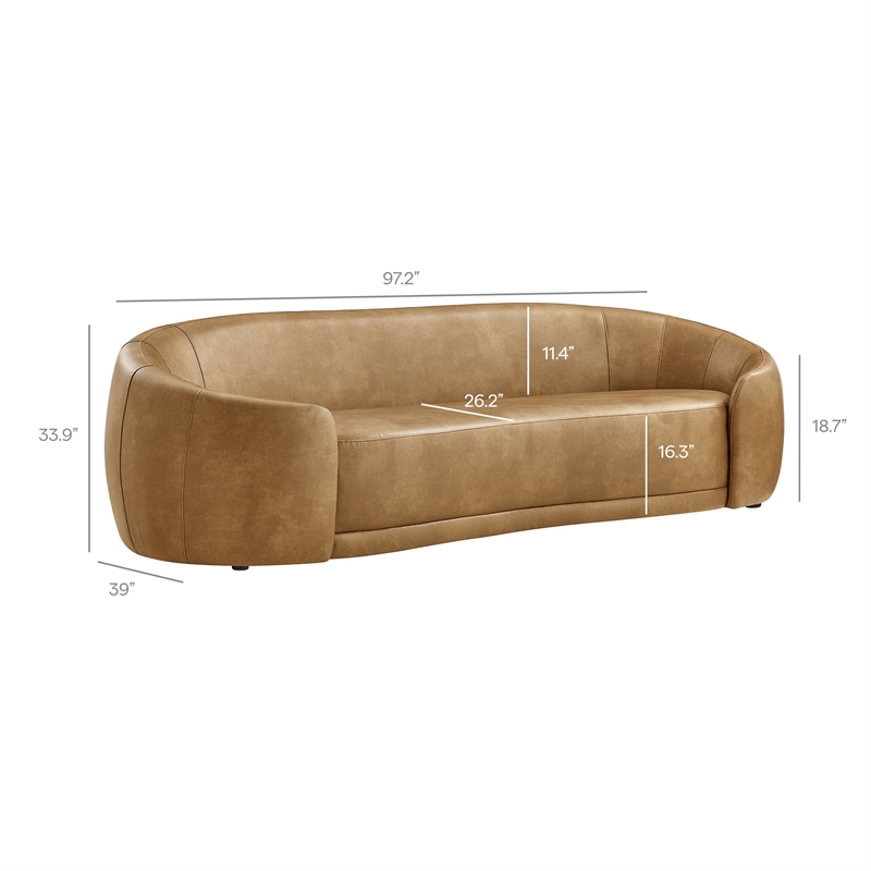 Contessa Curved Vegan Leather Sofa in Toast