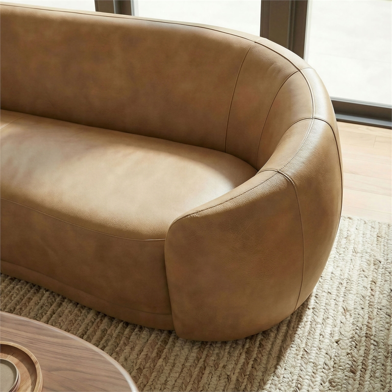 Contessa Curved Vegan Leather Sofa in Toast