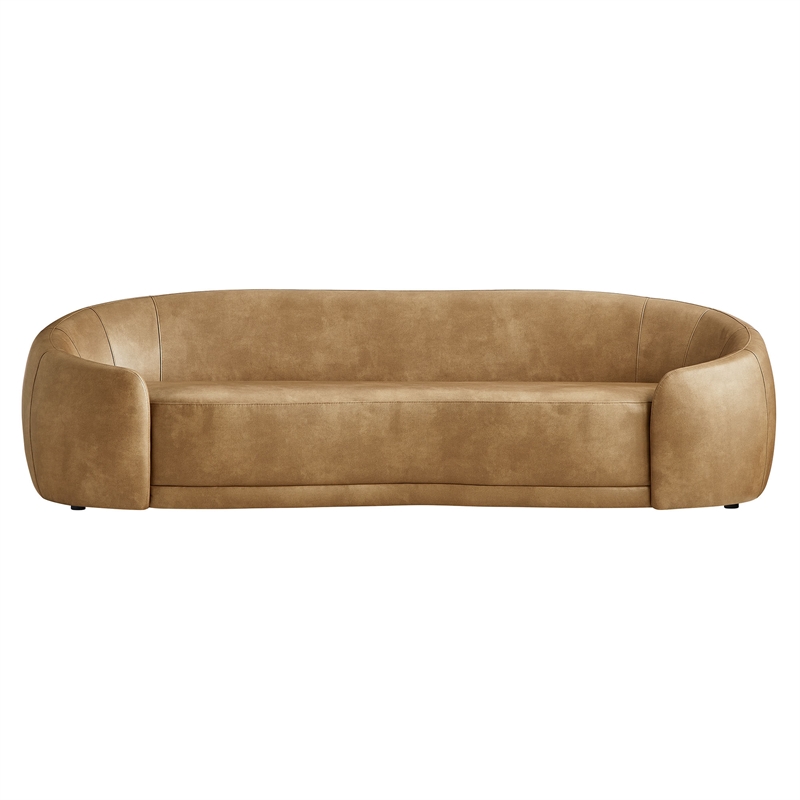 Contessa Curved Vegan Leather Sofa in Toast