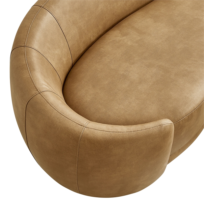 Contessa Curved Vegan Leather Sofa in Toast