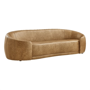 Contessa Curved Vegan Leather Sofa in Toast