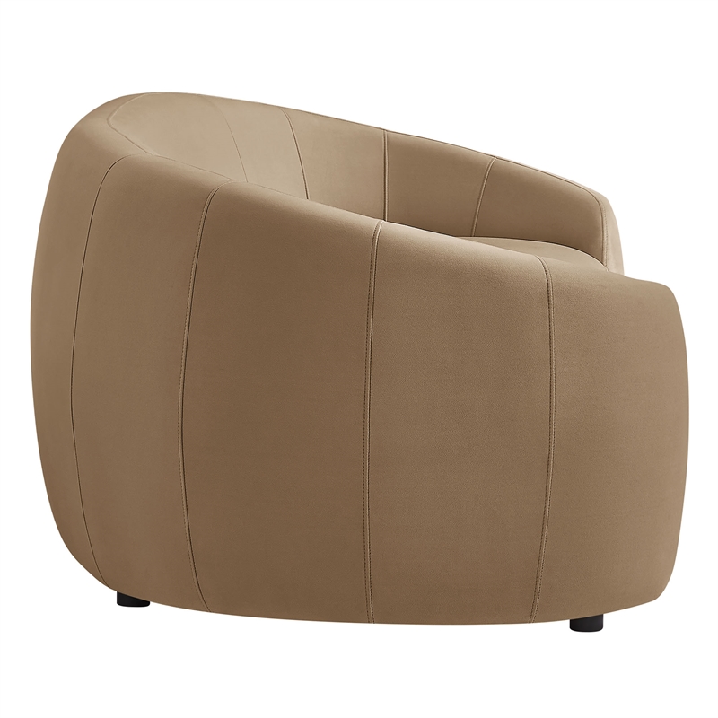 Contessa Curved Performance Velvet Sofa in Taupe