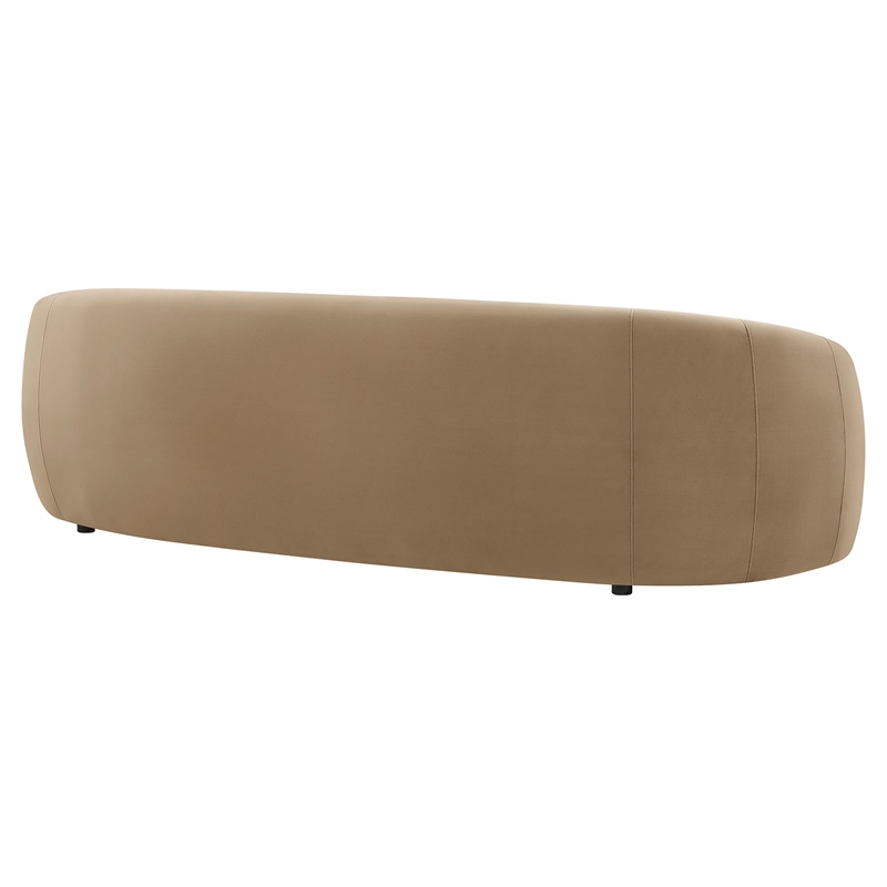 Contessa Curved Performance Velvet Sofa in Taupe