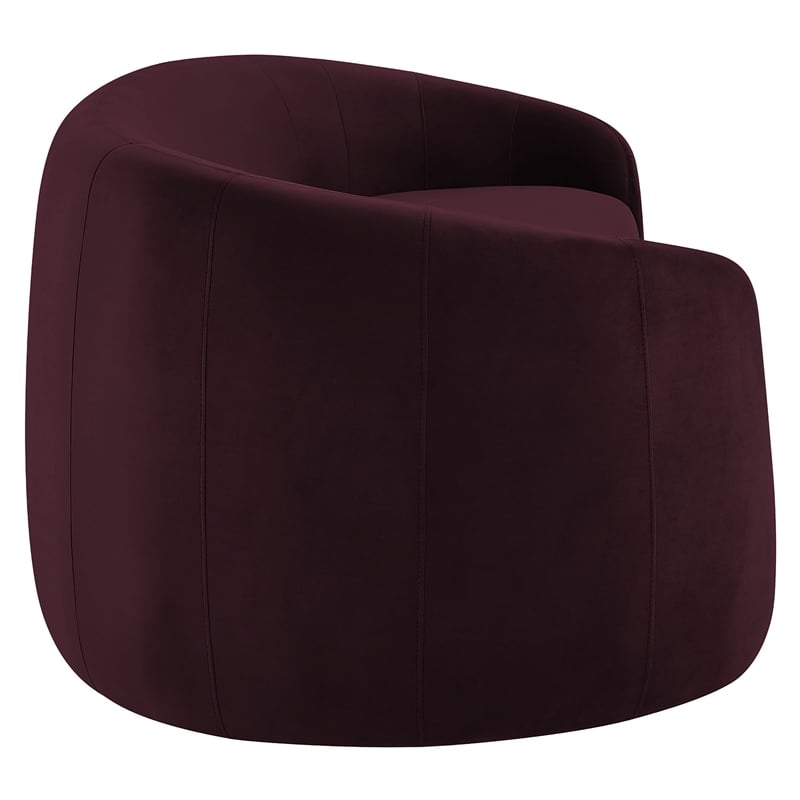 Contessa Curved Performance Velvet Sofa in Mulberry