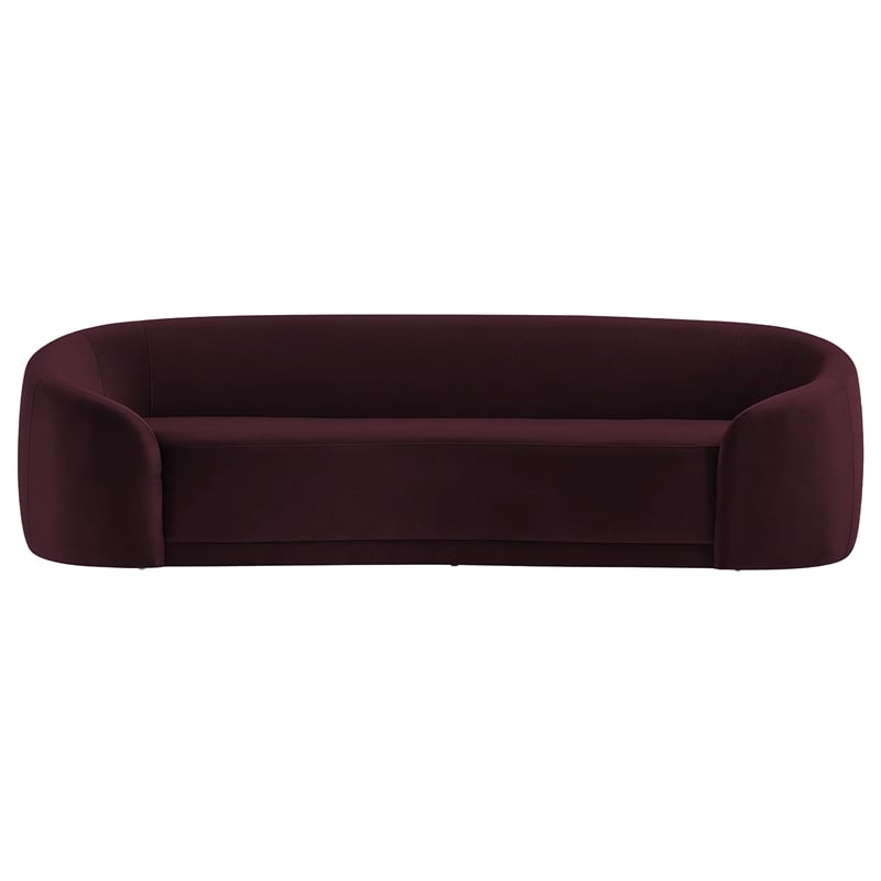 Contessa Curved Performance Velvet Sofa in Mulberry