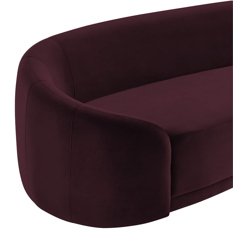 Contessa Curved Performance Velvet Sofa in Mulberry