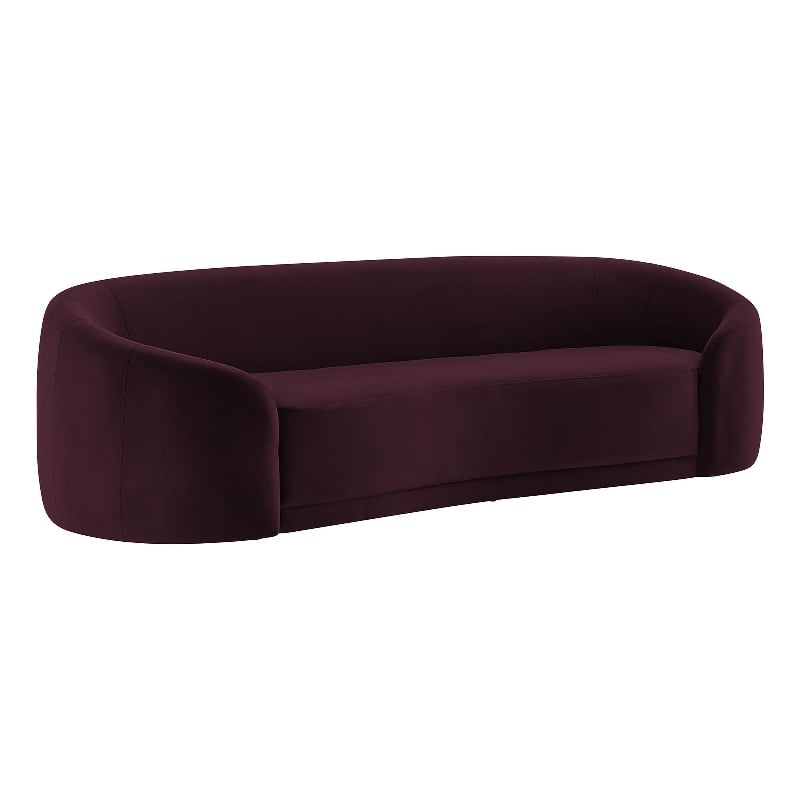Contessa Curved Performance Velvet Sofa in Mulberry