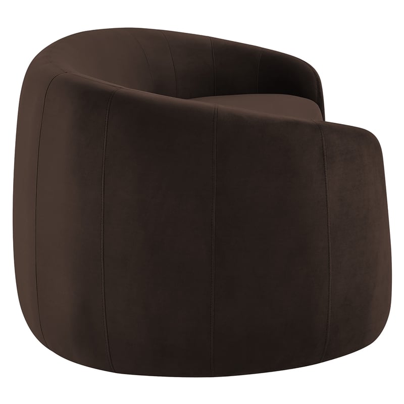 Contessa Curved Performance Velvet Sofa in Chocolate Brown