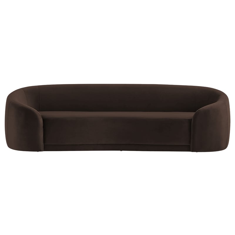Contessa Curved Performance Velvet Sofa in Chocolate Brown