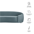 Contessa Curved Performance Velvet Sofa in Cadet Blue